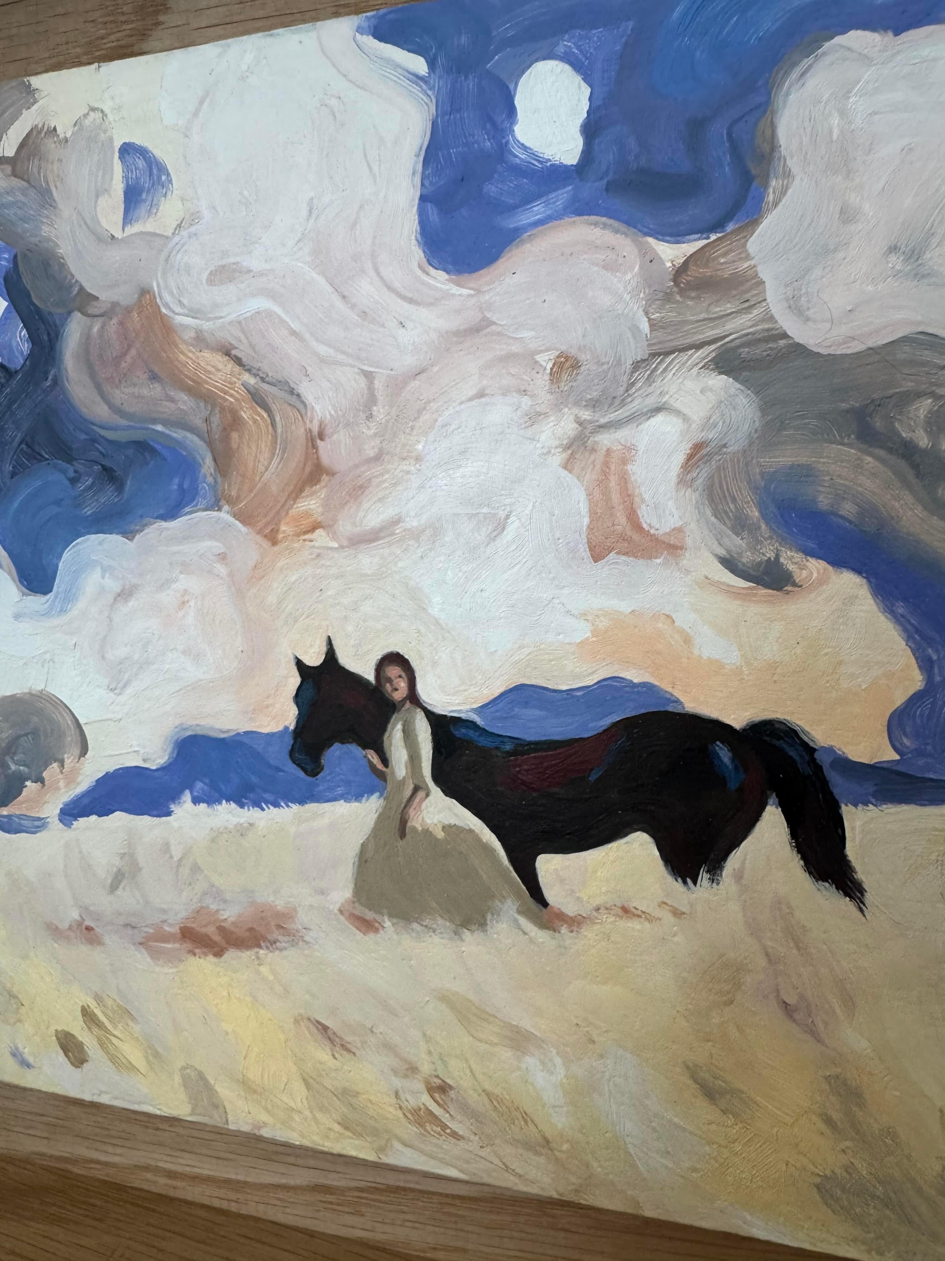 Figurative, Horse Painting, Landscape, French Art, Western n°19 by Swan Scalabre For Sale 7