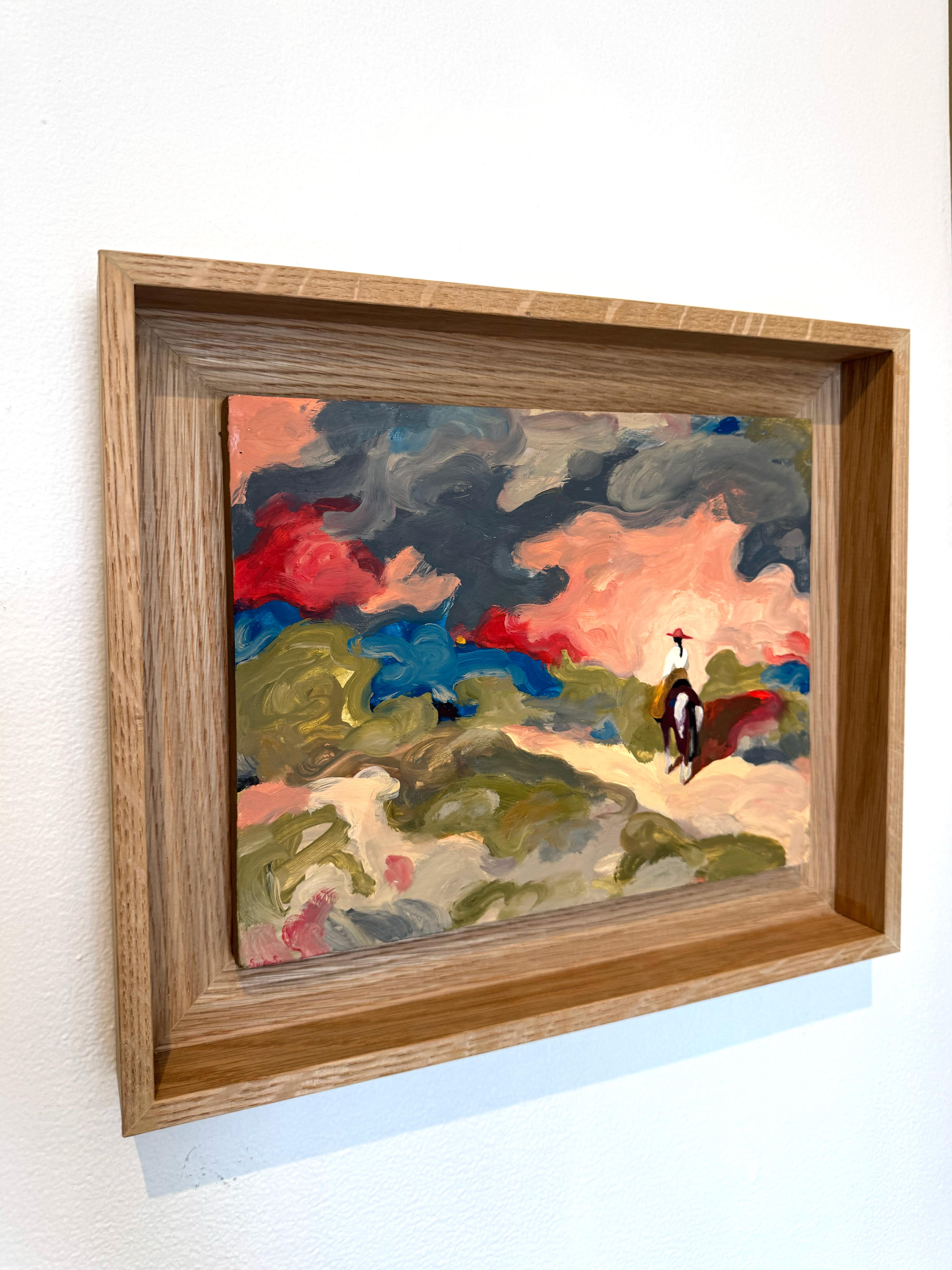 Figurative, Landscape, Equine Painting, Oil on Wood, Western n°14_Swan Scalabre For Sale 2