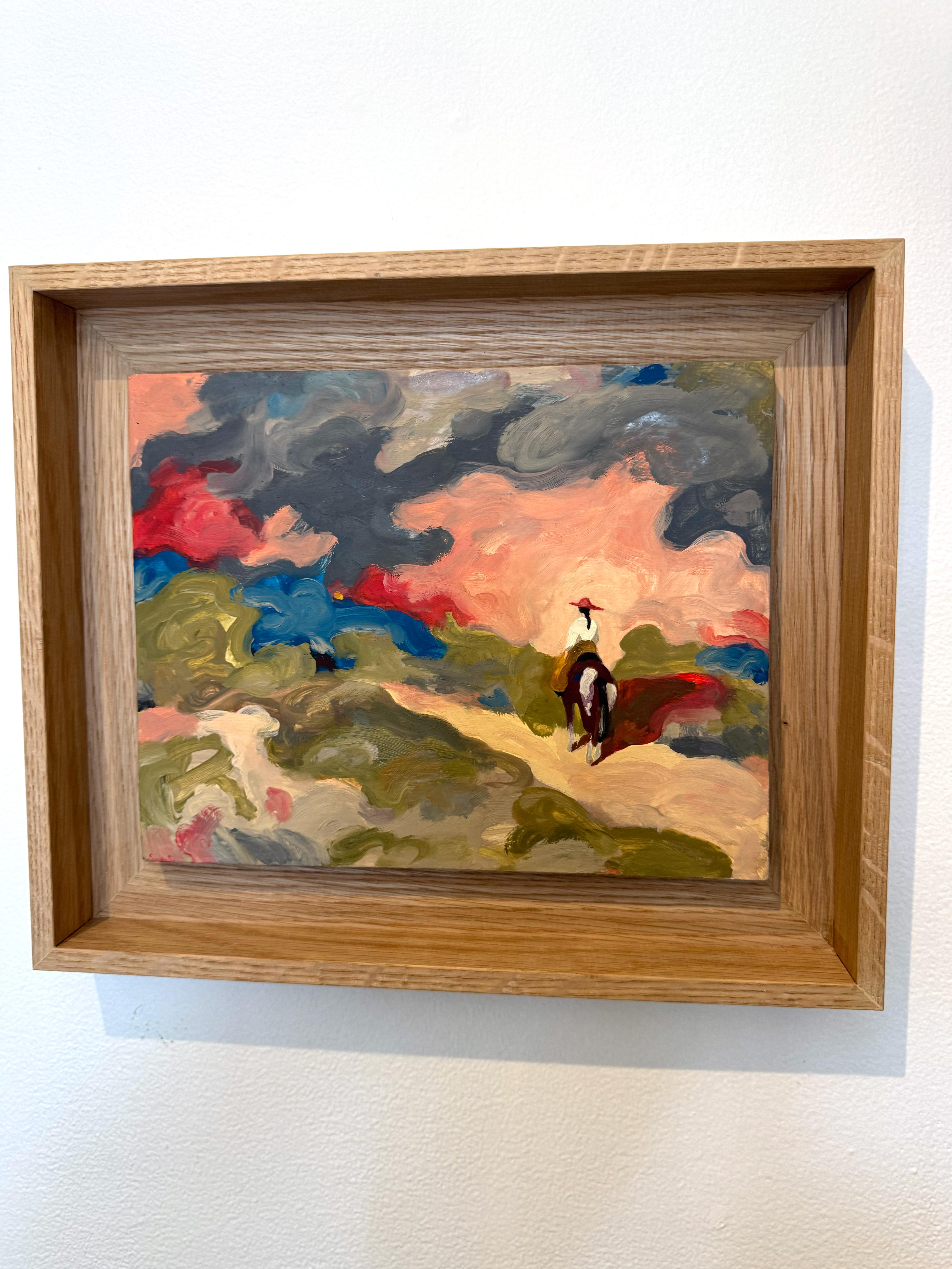 Figurative, Landscape, Equine Painting, Oil on Wood, Western n°14_Swan Scalabre For Sale 5