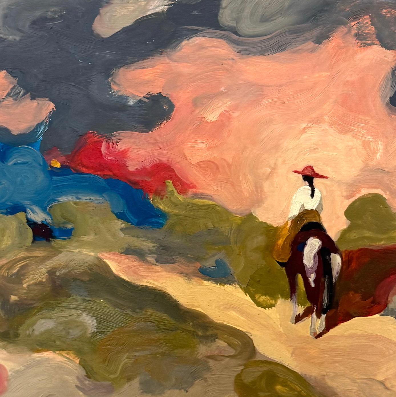 Figurative, Landscape, Equine Painting, Oil on Wood, Western n°14_Swan Scalabre For Sale 6