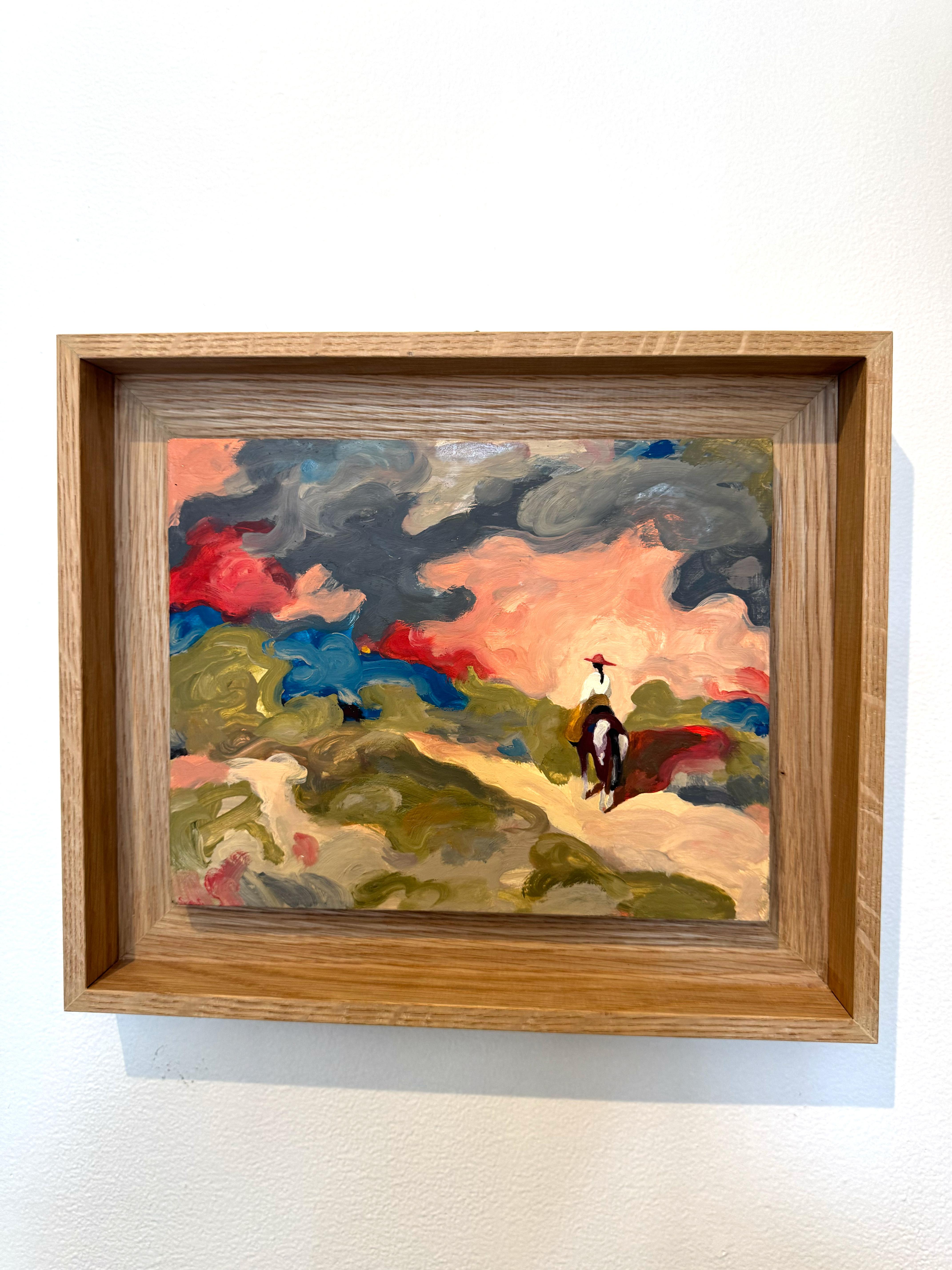 Figurative, Landscape, Horse, Oil on Wood, Western Diptych_Swan Scalabre For Sale 2