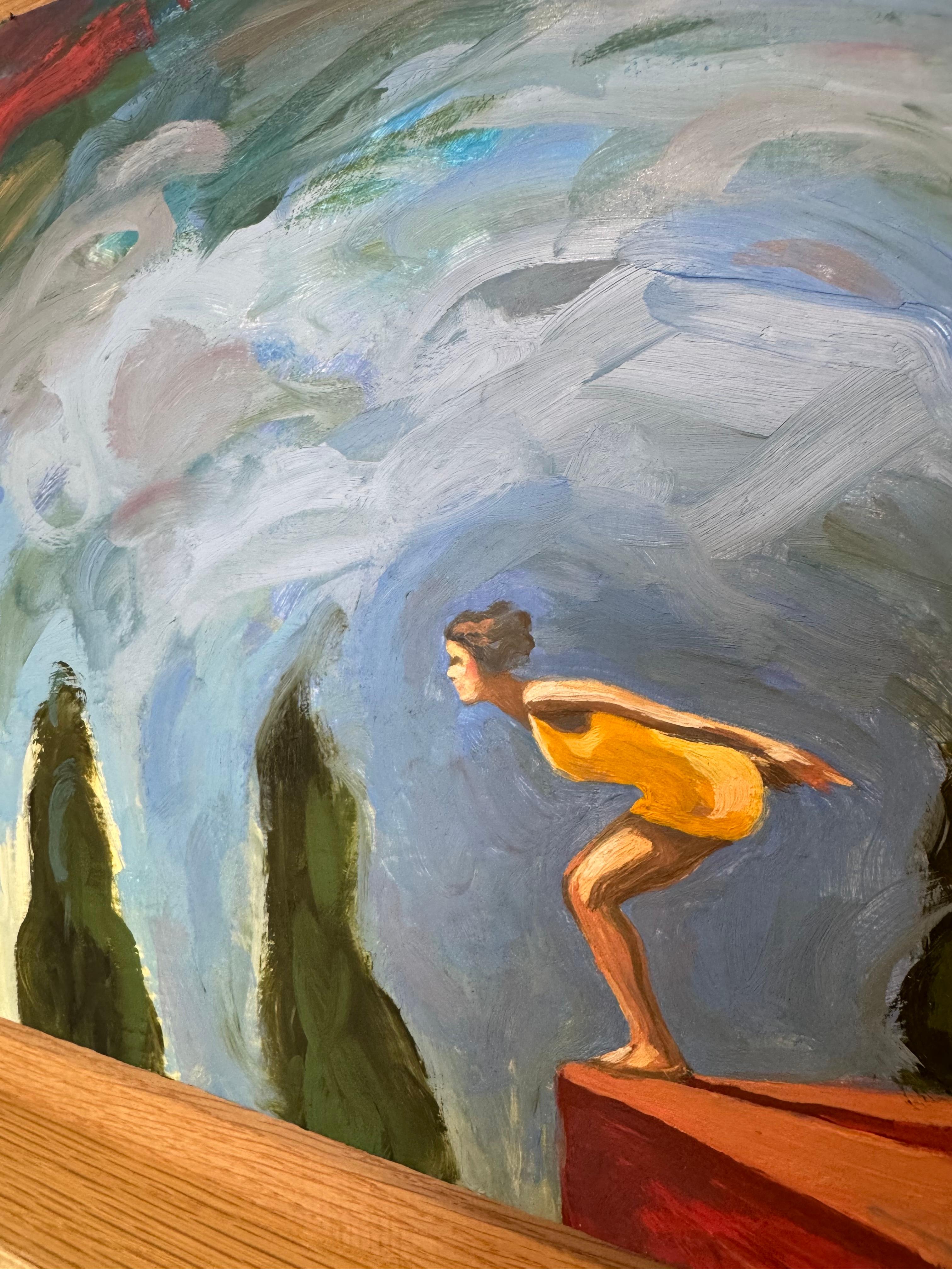 Figurative Woman Diver, Pool, French Art, Ambition n°26_Swan Scalabre For Sale 3