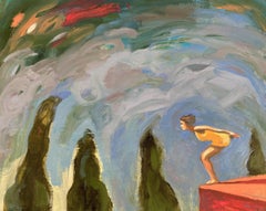 Mujer Figurativa Buceadora, Piscina, Arte Francés, Ambición n°26_Swan Scalabre