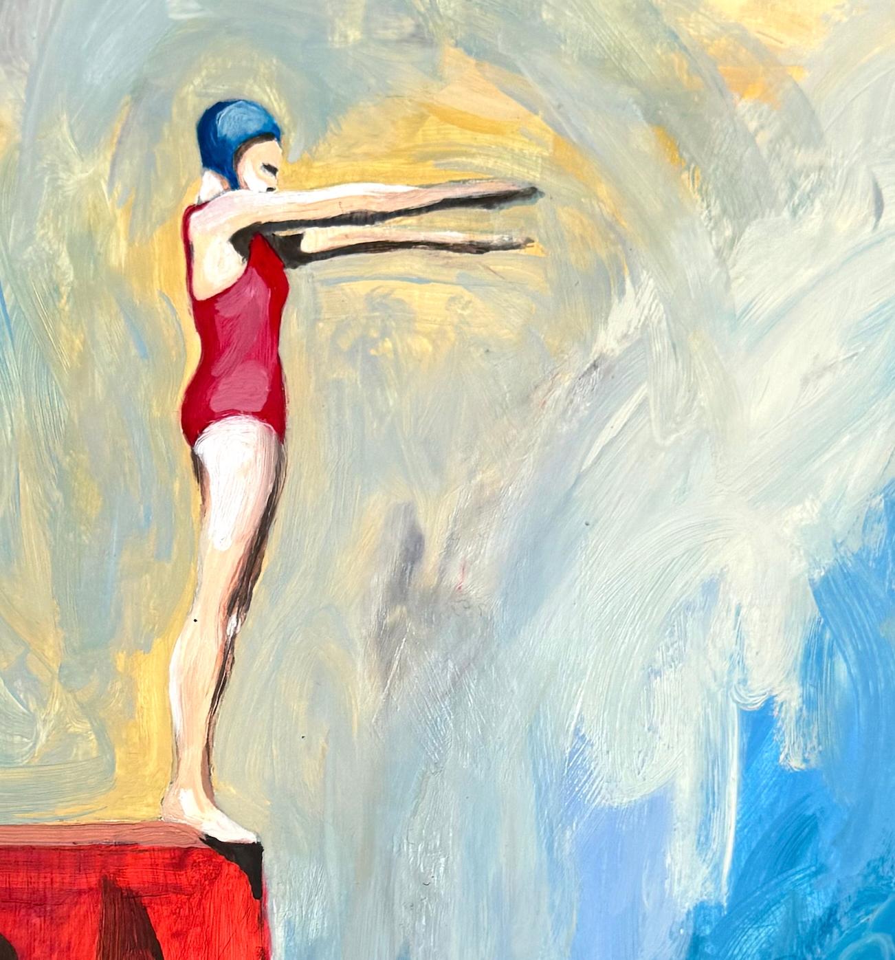 Mujer Figurativa Buceadora, Piscina, Arte Francés, Ambición n°27_Swan Scalabre en venta 5