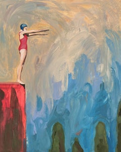 Mujer Figurativa Buceadora, Piscina, Arte Francés, Ambición n°27_Swan Scalabre