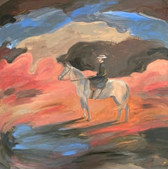 Western n°6_Swan Scalabre 2023, Oil/Wood/Wooden Frame_Figurative_Portrait_Horse