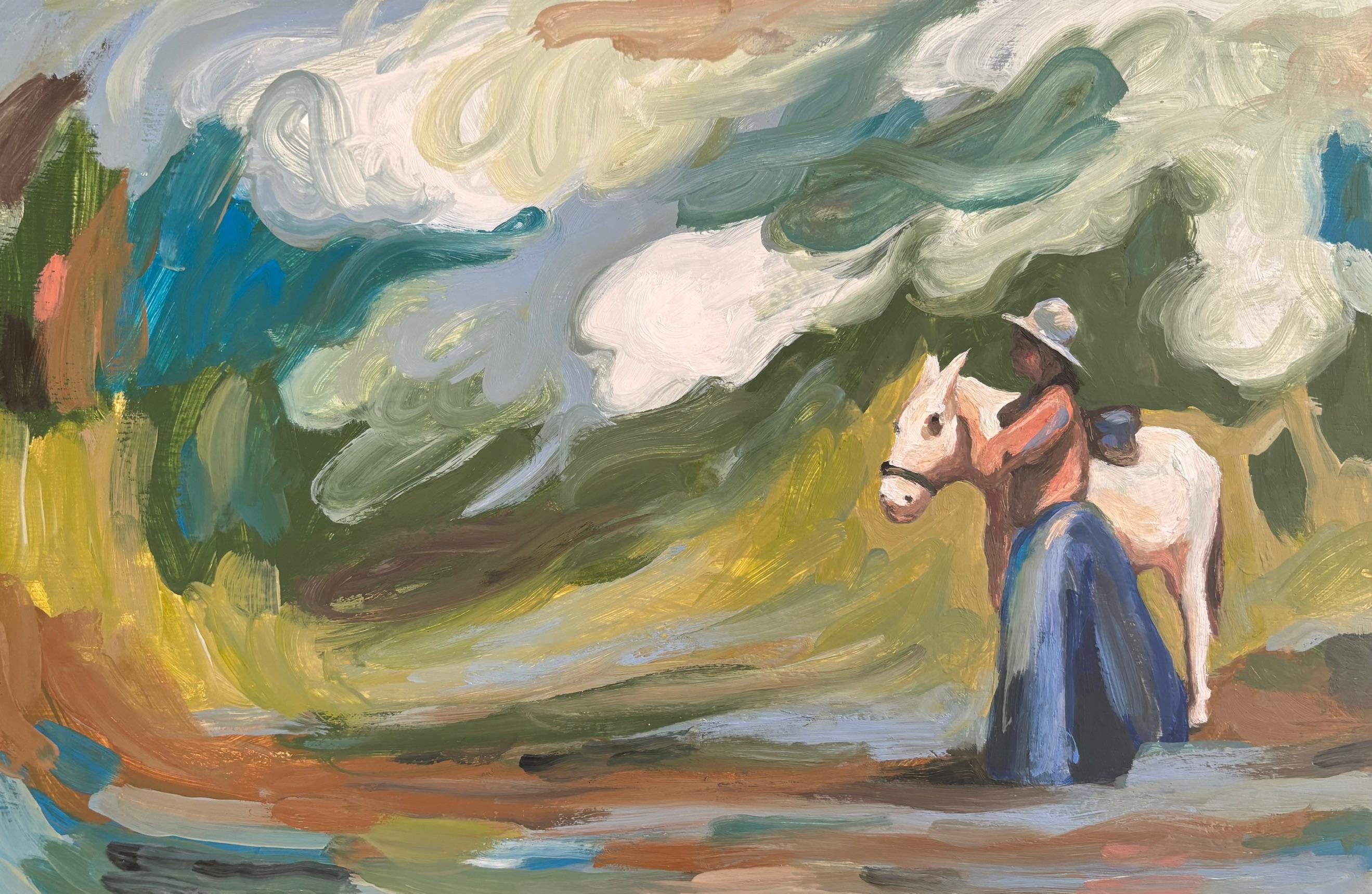 Cigno Scalabre
"Occidentale n°9"
Olio su Wood 
11,25 x 15 pollici, con cornice

Nato nella regione francese delle Alpi dell'Alta Provenza nel 1977, Swan Scalabre indaga lo sguardo silenzioso che si posa sulle donne, ritraendole in uno stato delicato