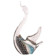 Swan Sculpture Artistic Murano glass Silver decorations, Italy in stock vintage