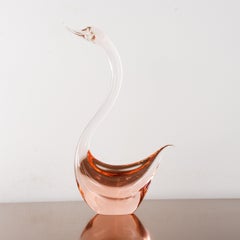 Swan Sculpture Coral Pink Murano glass original vintage, made in Italy in stock