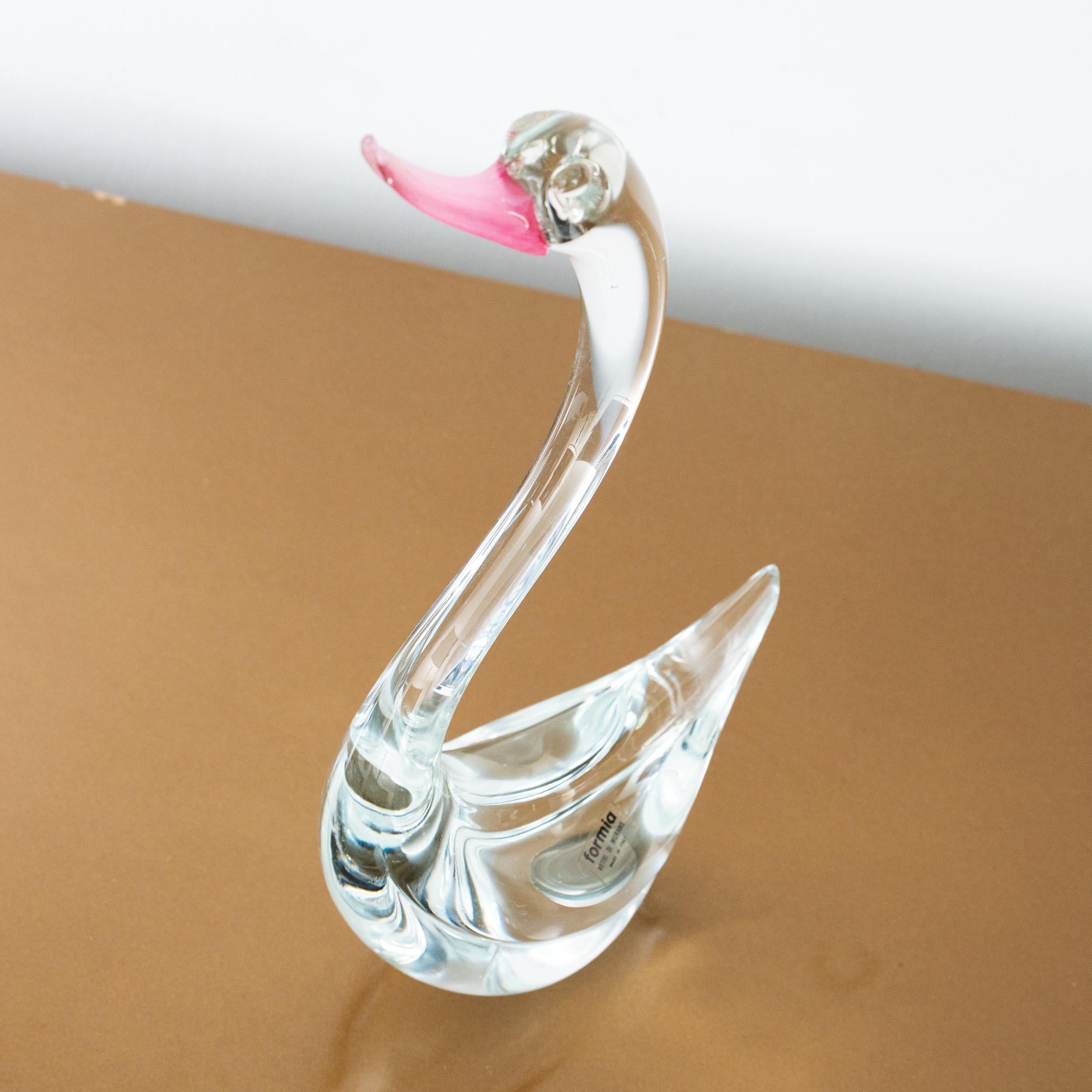 Scultura di cigno in vetro di Murano con dettagli rosa, vintage Italia in stock in vendita 3