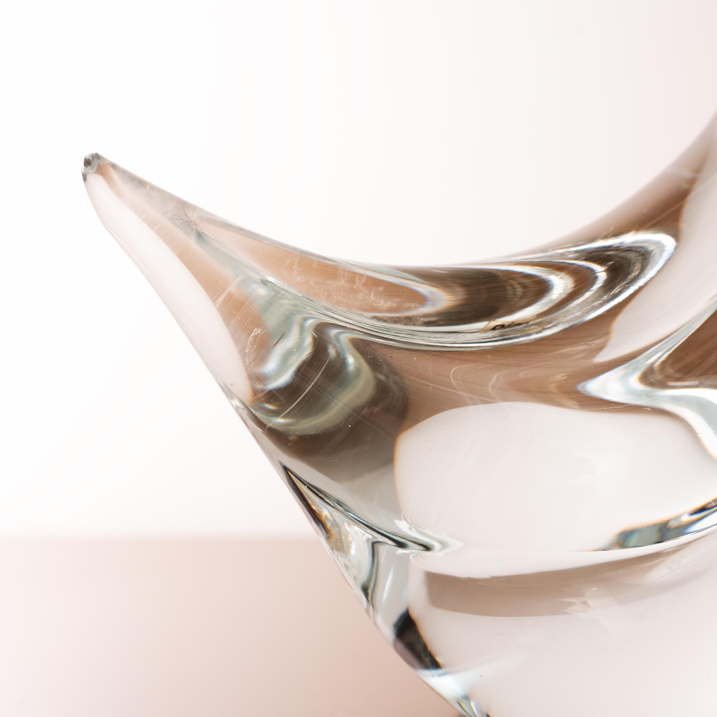 XX secolo Scultura di cigno in vetro di Murano con dettagli rosa, vintage Italia in stock in vendita