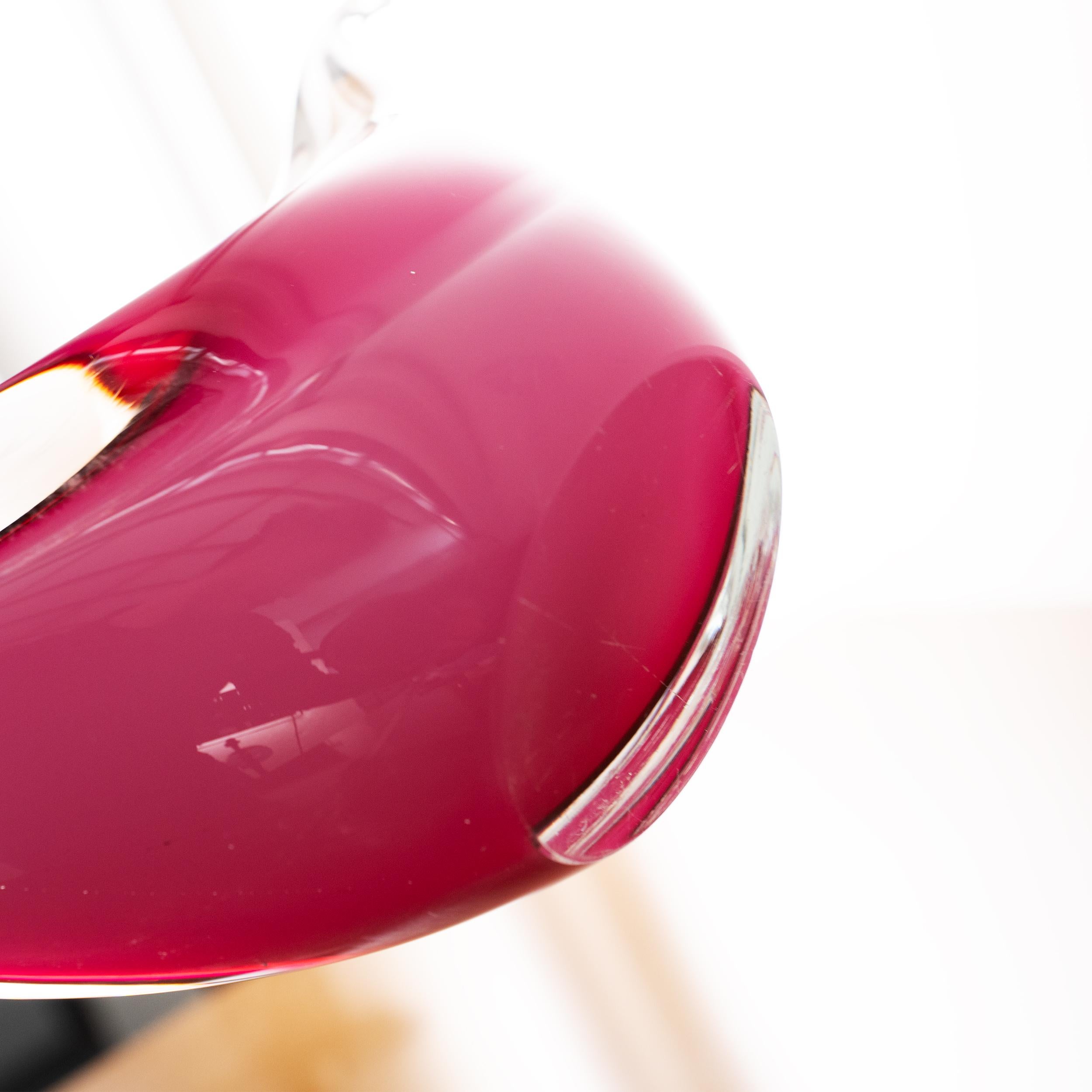 20th Century Swan Sculpture in Pink silk Murano glass with Crystal details, Italy in stock For Sale