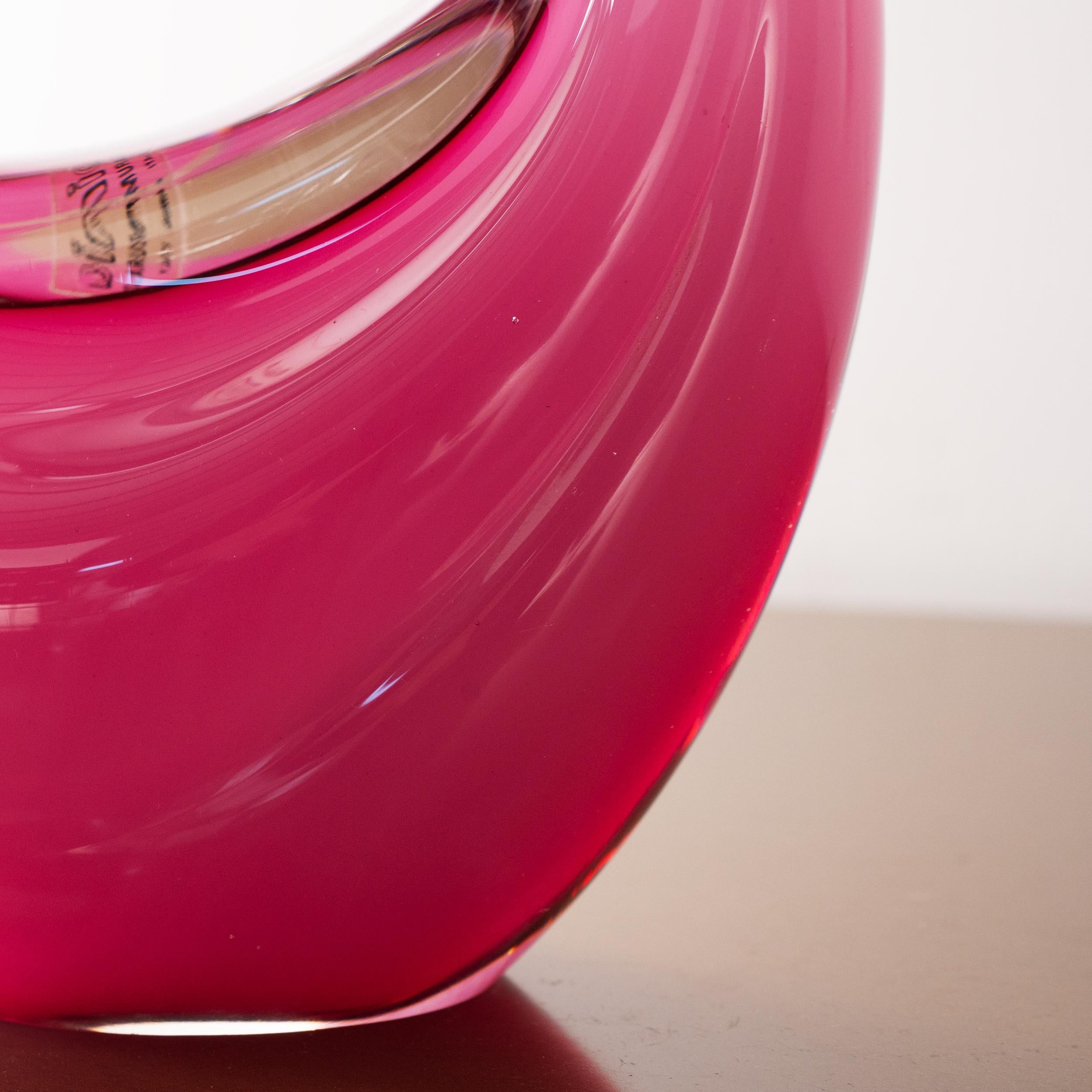 Swan Sculpture in Pink silk Murano glass with Crystal details, Italy in stock For Sale 1