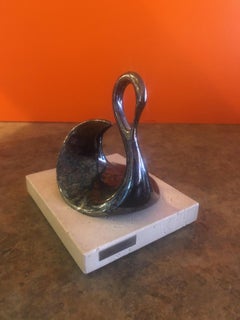 Swan Sculpture on Travertine Base by Porta-Celi