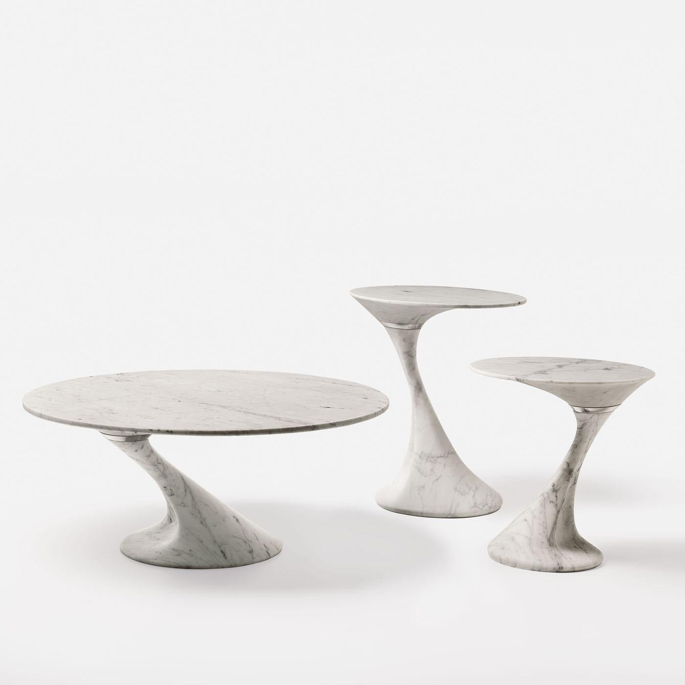 Italian Swan Short Oval Side Table by Giuseppe Chigiotti by MGM Marmi & Graniti