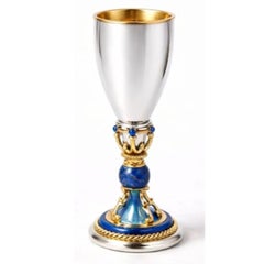 Swan Sky Imperial Liqueur Service Tray with Six Liqueur Cups 24K Gold Vermeil