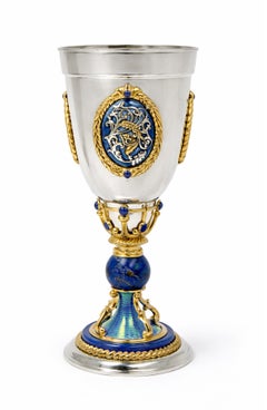 Swan Sky Imperial Silver Gilt Lapis Lazuli and Hot Enamel Goblet- Konforti