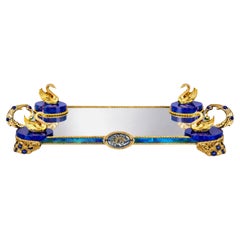 Bandeja Imperial Cielo de Cisne de Plata, Dorado y Centro de Lapislázuli- Konforti