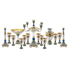 Swan Sky Monumental Silver, Lapis Lazuli and Enamel Set- Handcrafted To Order