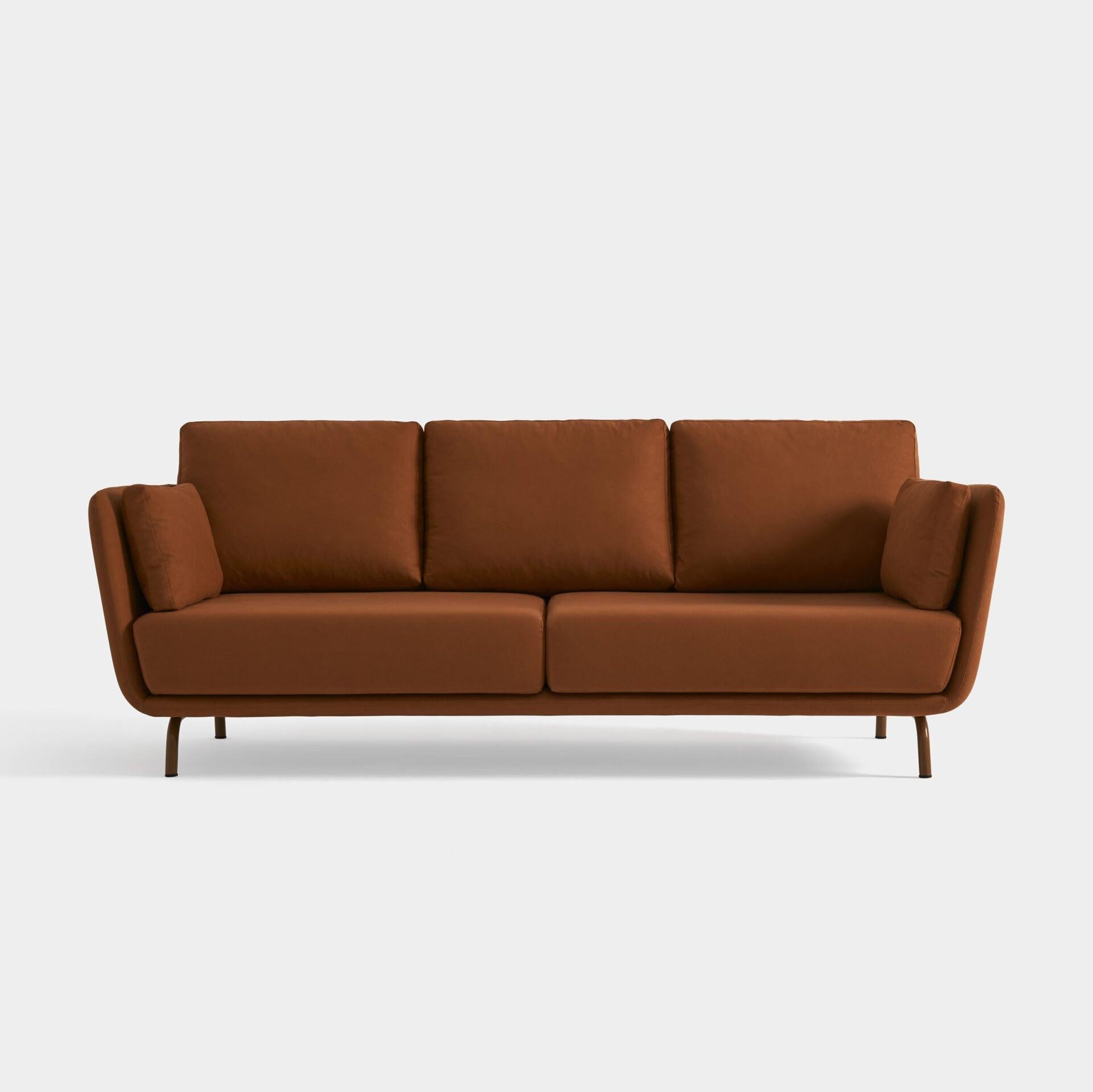 Swan sofa with metal legs by Pepe Albargues
Dimensions: W 196 x D 93 x H 92 cm
Materials: Metal, Fibre MDF, Foam CMHR 

Variations of materials are avaliable.
Swan is a collection made up of an armchair and a sofa inspired by the beauty and