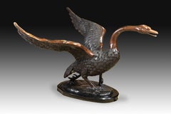 Swan, Table Base, Bronze, Marble, 20th Century