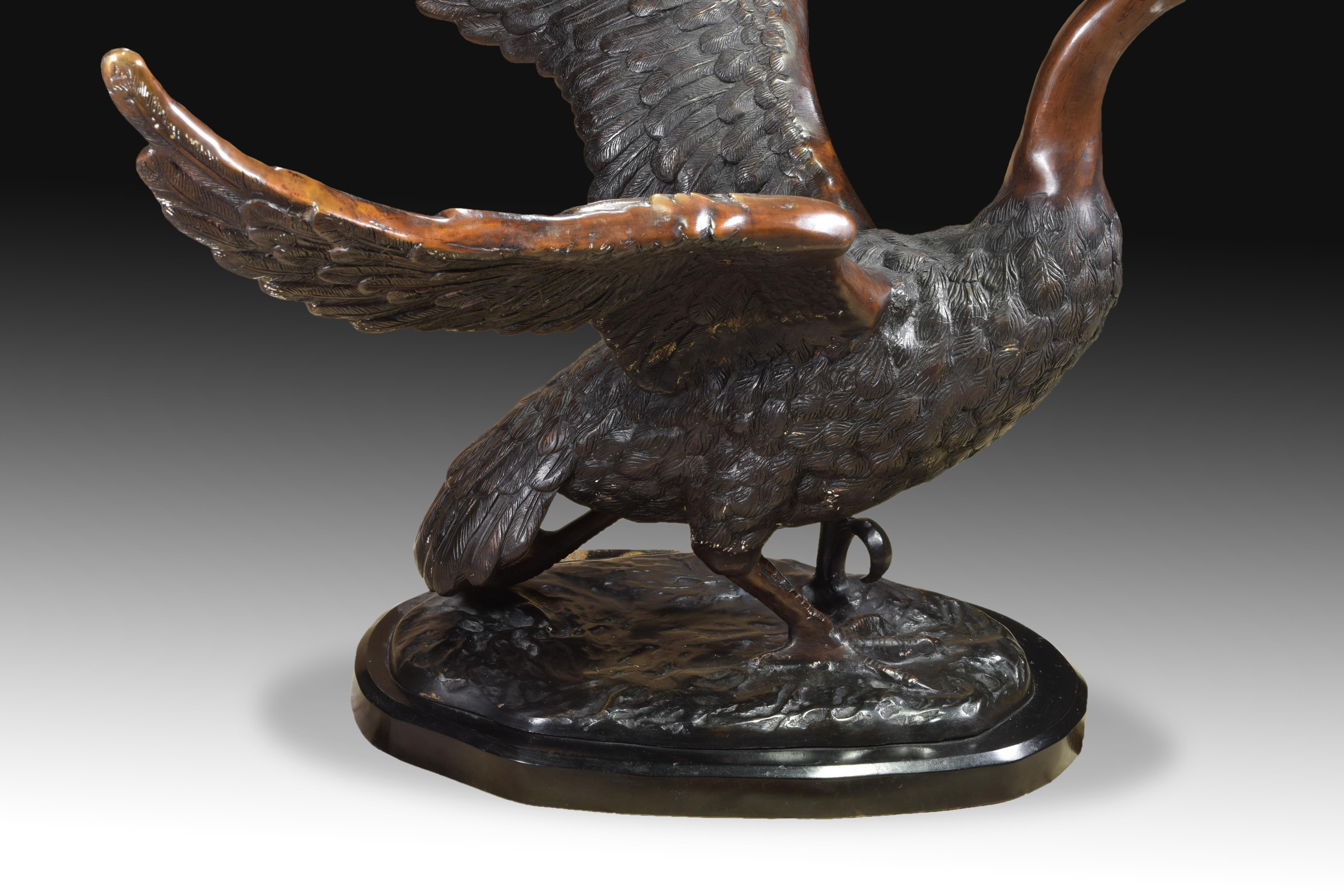 Other Swan, Table Base, Bronze, Marble, 20th Century For Sale