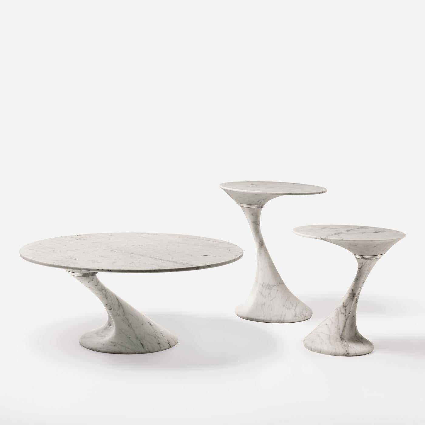 Italian Swan Tall Round Side Table by Giuseppe Chigiotti by MGM Marmi & Graniti