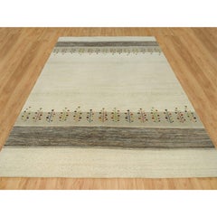 Swan White Lori Buft Gabbeh Tree Soft Wool Hand Knotted Oriental Rug 8'9"x11'8"