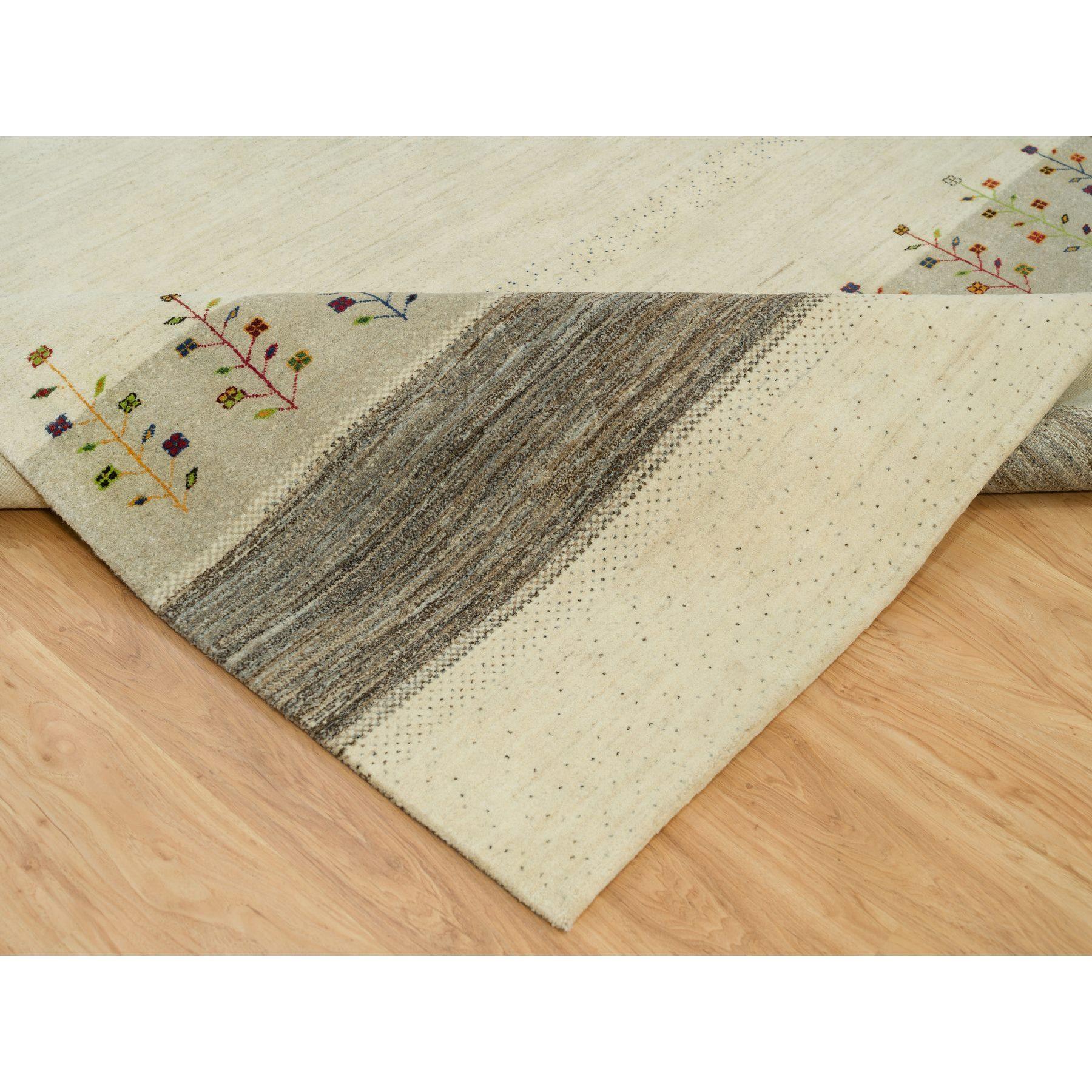Swan White Lori Buft Gabbeh Baum Weiche Wolle Handgeknüpfter Orientteppich 8'9