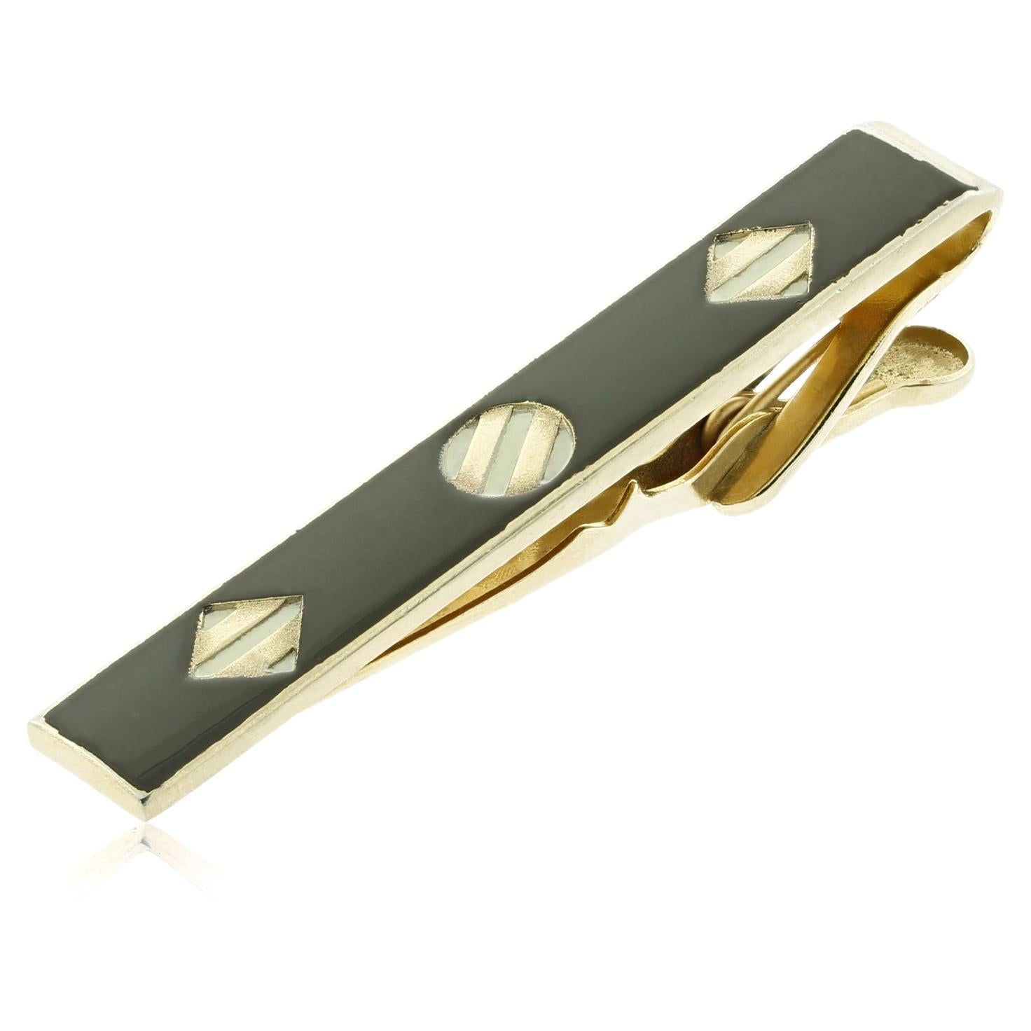 Swank 1960s Art Deco Gold Plated Tie Clip For Sale