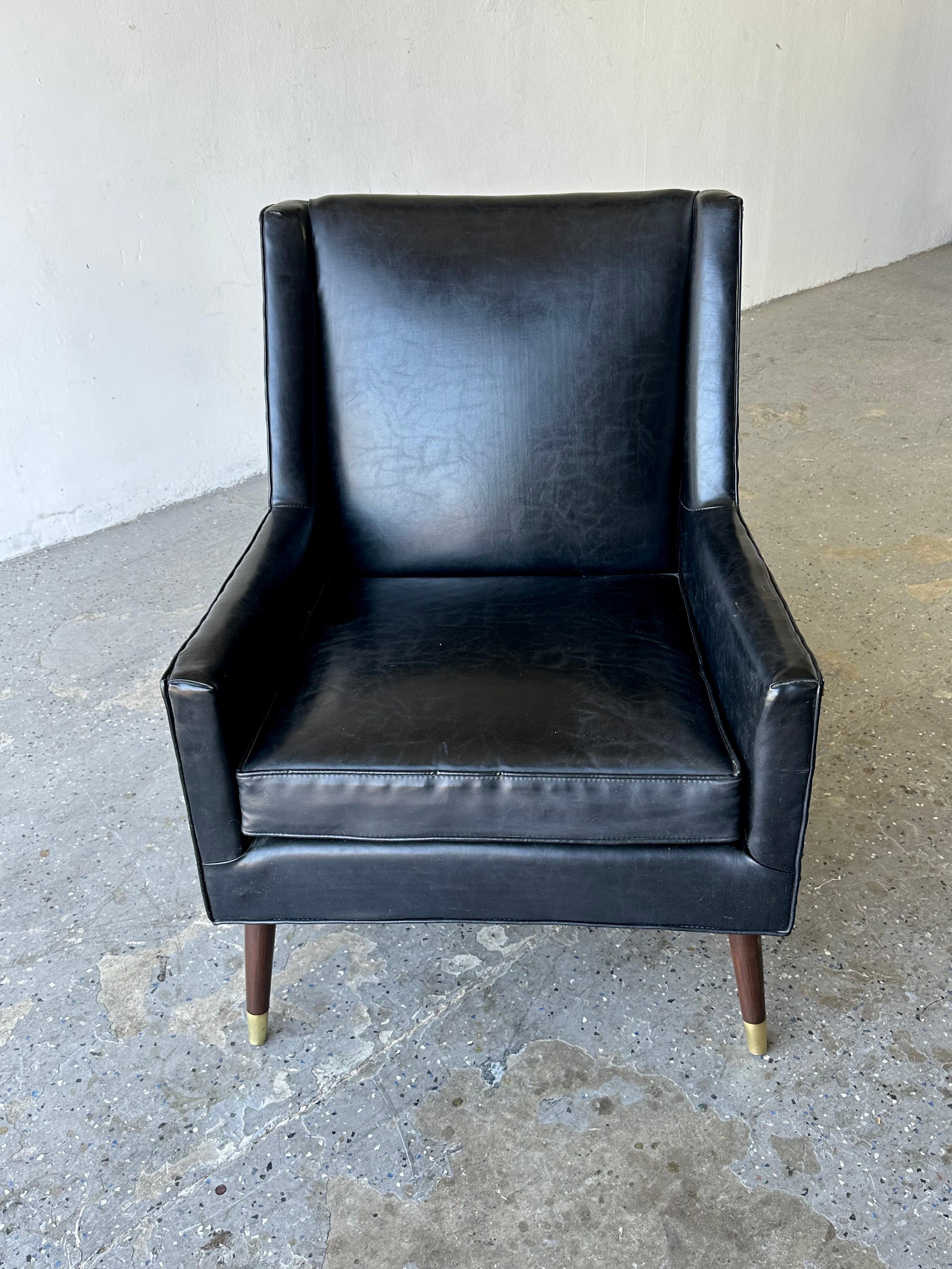 Swank Black 1950s Mid-Century Modern Lounge Chair In Good Condition In Las Vegas, NV
