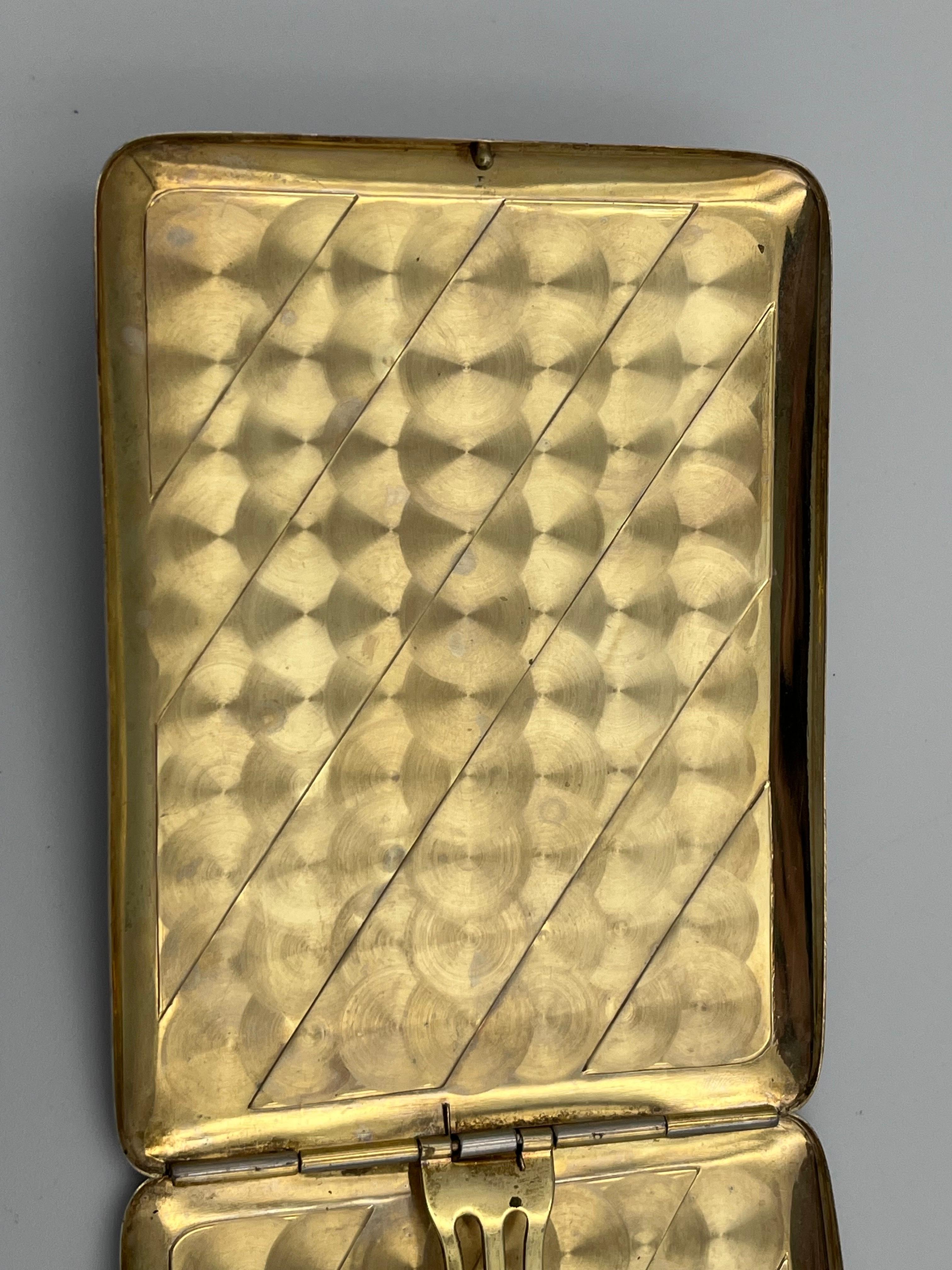 Métal Art déco somptueux des années 1930  Marathon Chocolate & Carmel Brown Enamel Cigarette Case en vente