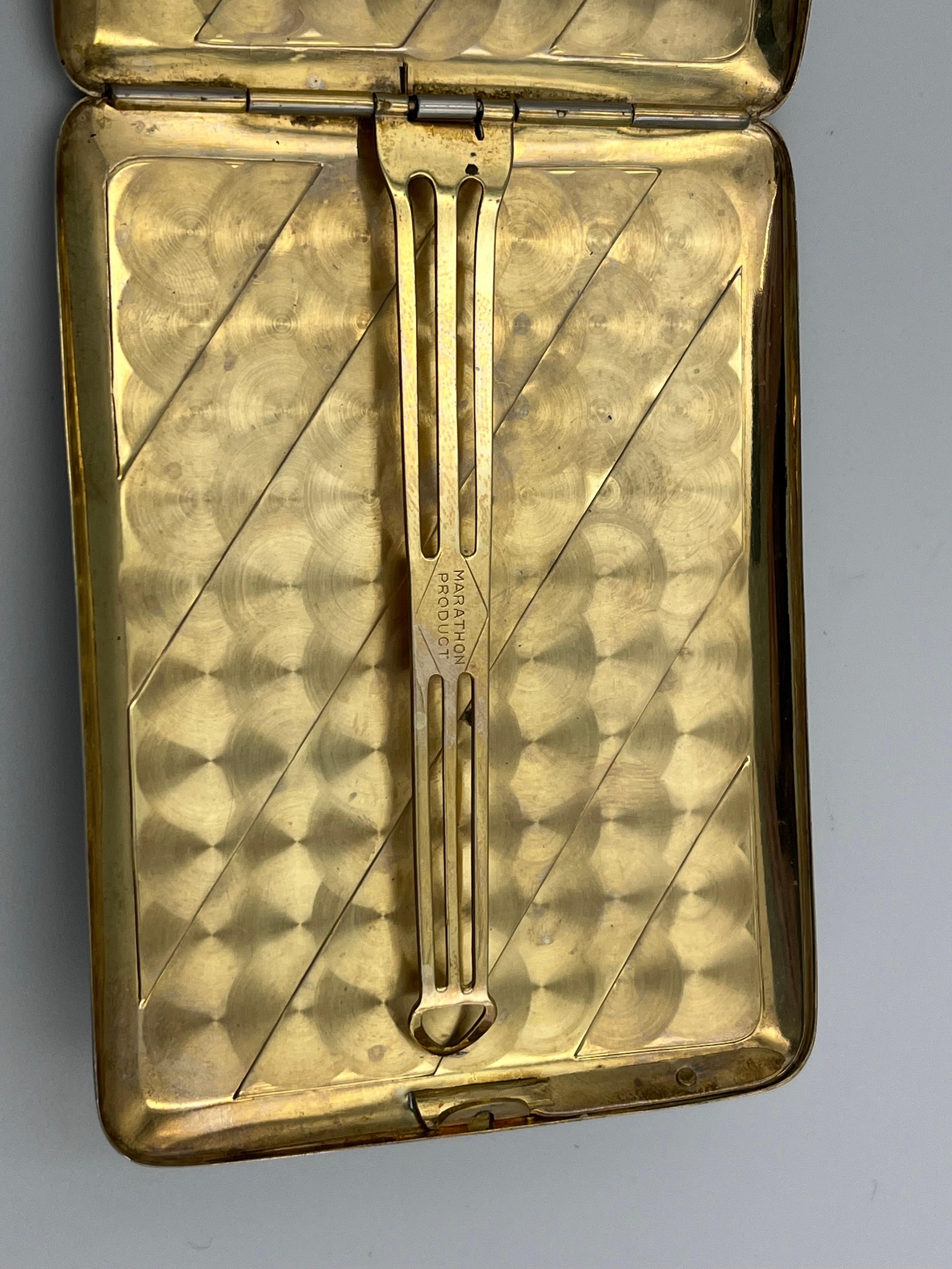 Art déco somptueux des années 1930  Marathon Chocolate & Carmel Brown Enamel Cigarette Case en vente 1