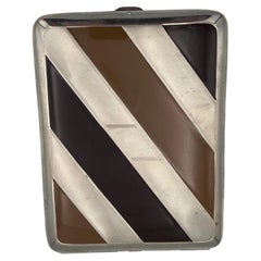 Swanky 1930's Art Deco  Marathon Chocolate & Carmel Brown Enamel Cigarette Case