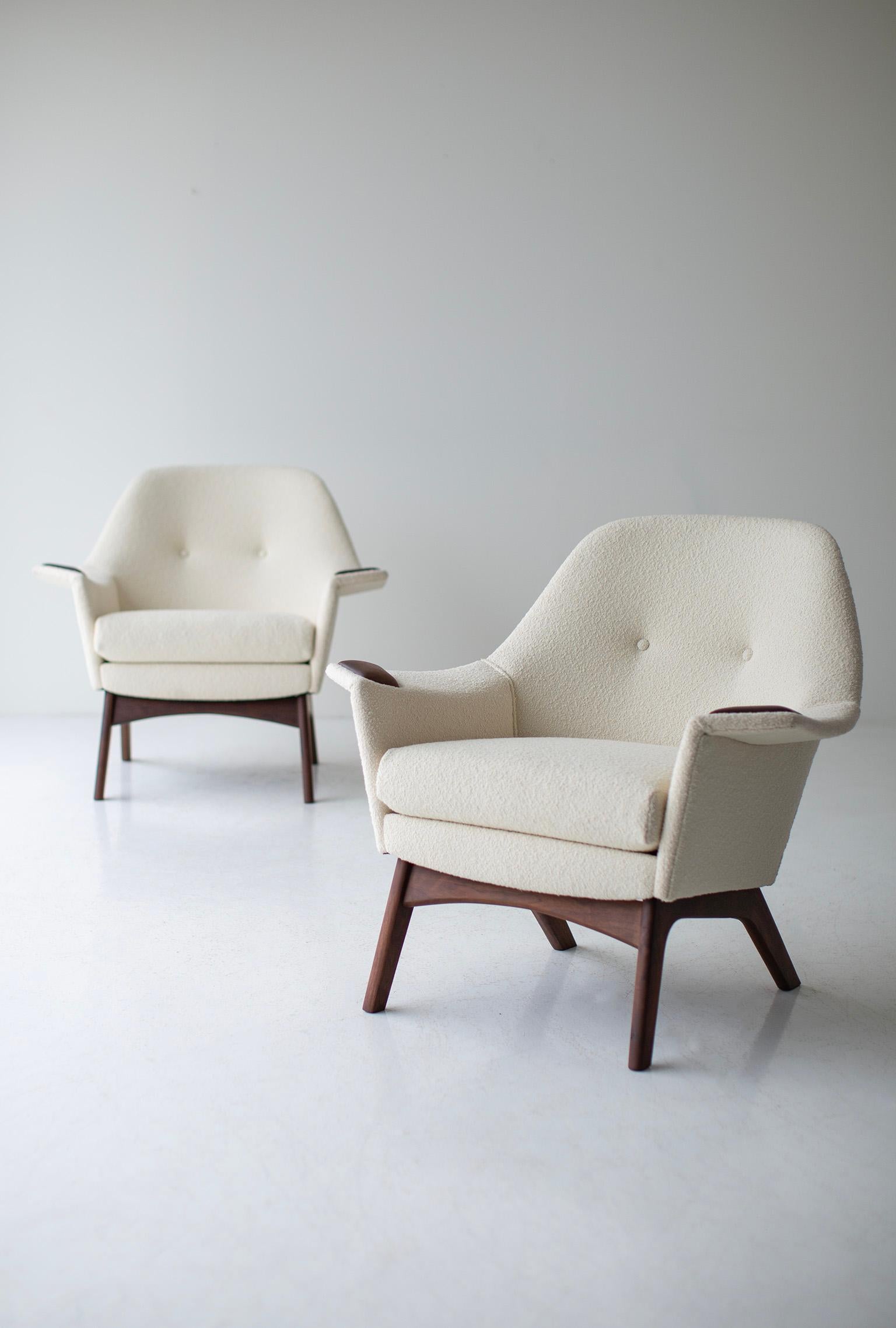 Mid-Century Modern Swanky Adrian Pearsall Lounge Chairs for Craft Associates Inc in Knoll Boucle