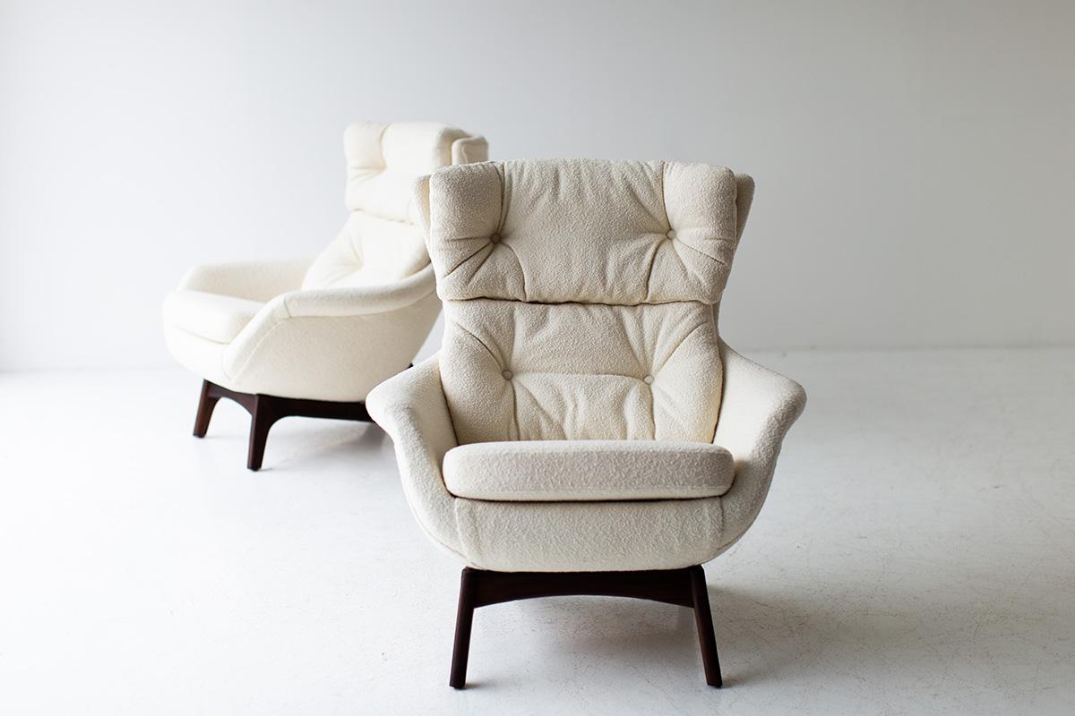 Swanky Adrian Pearsall Wing Chairs in Knoll Bouclé for Craft Associates Inc 4