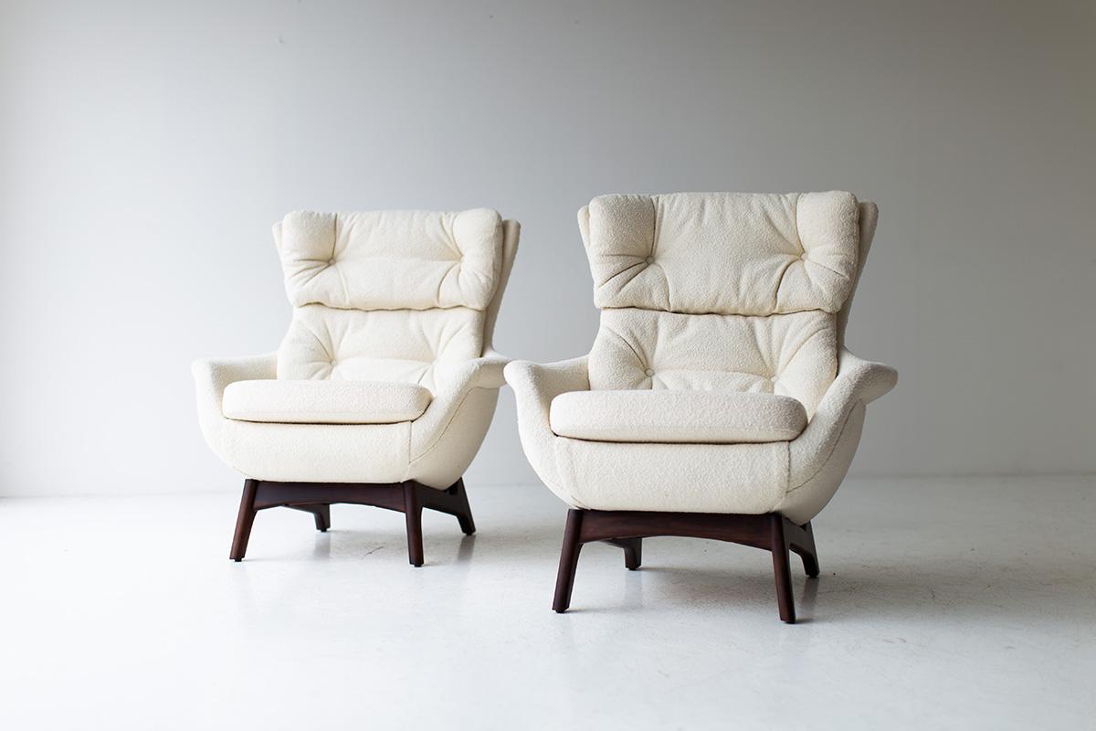 Swanky Adrian Pearsall Wing Chairs in Knoll Bouclé for Craft Associates Inc 1