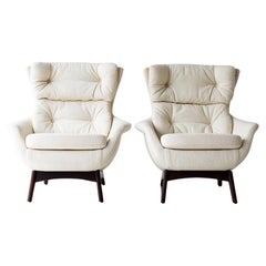 Swanky Adrian Pearsall Wing Chairs in Knoll Boucle for Craft Associates Inc