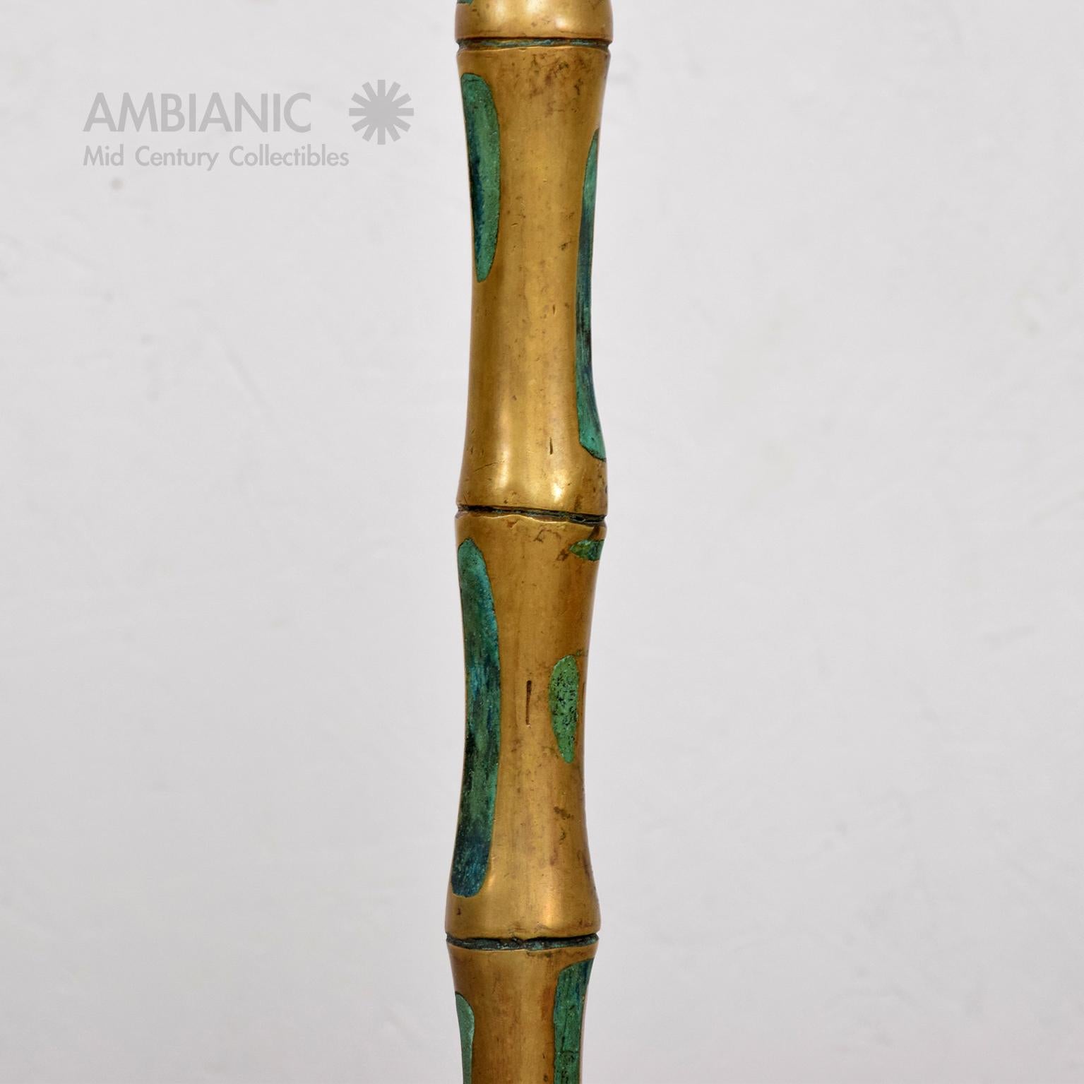 Mexicain Lampes de table des années 1950 Bronze Turquoise Faux Bambou Pepe Mendoza Mexique en vente