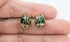 Swans Jade Earrings in 14k Yellow Gold