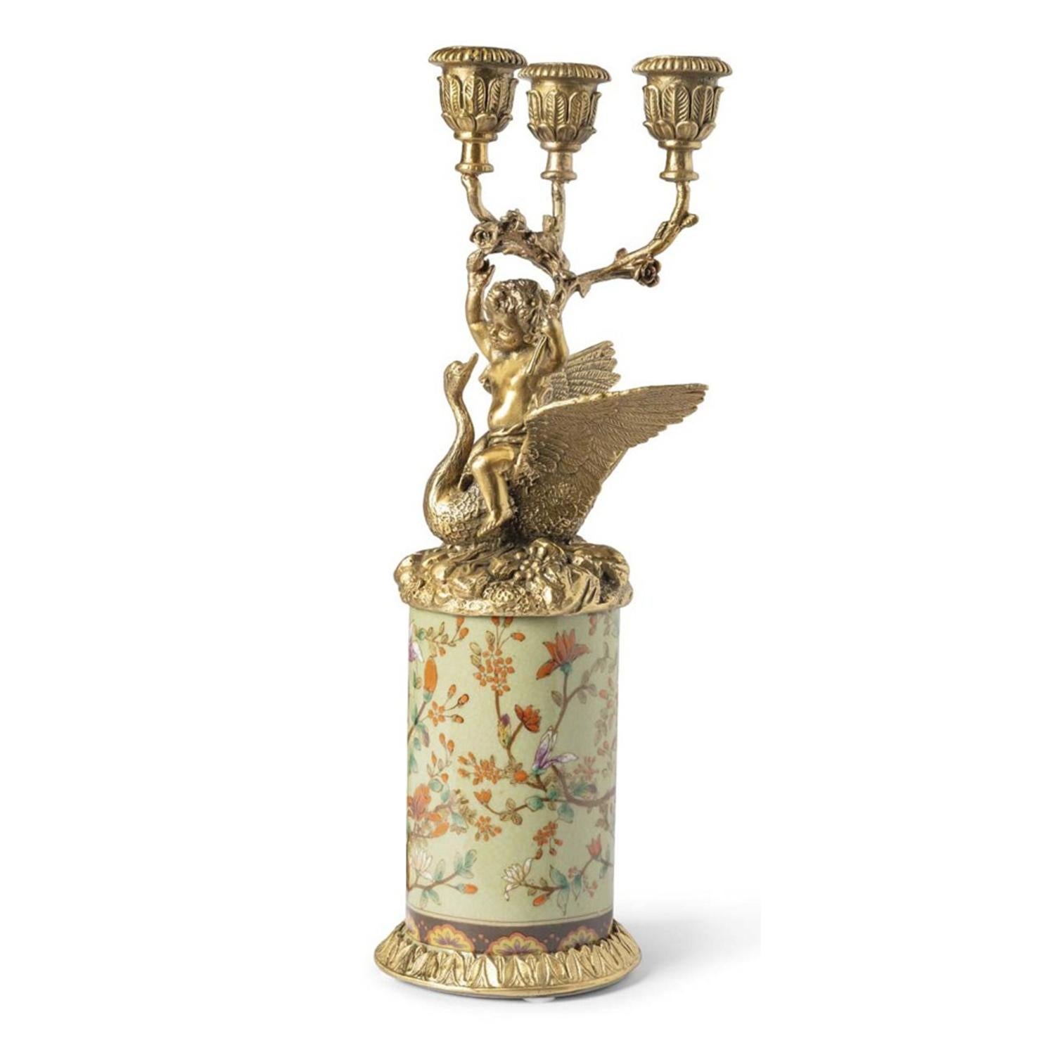 Bronzo Set di 2 cigni portacandele in vendita