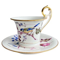 Swansea Breakfast Cup, Regency Shape with Birds and Flowers, Regency 1817-1820