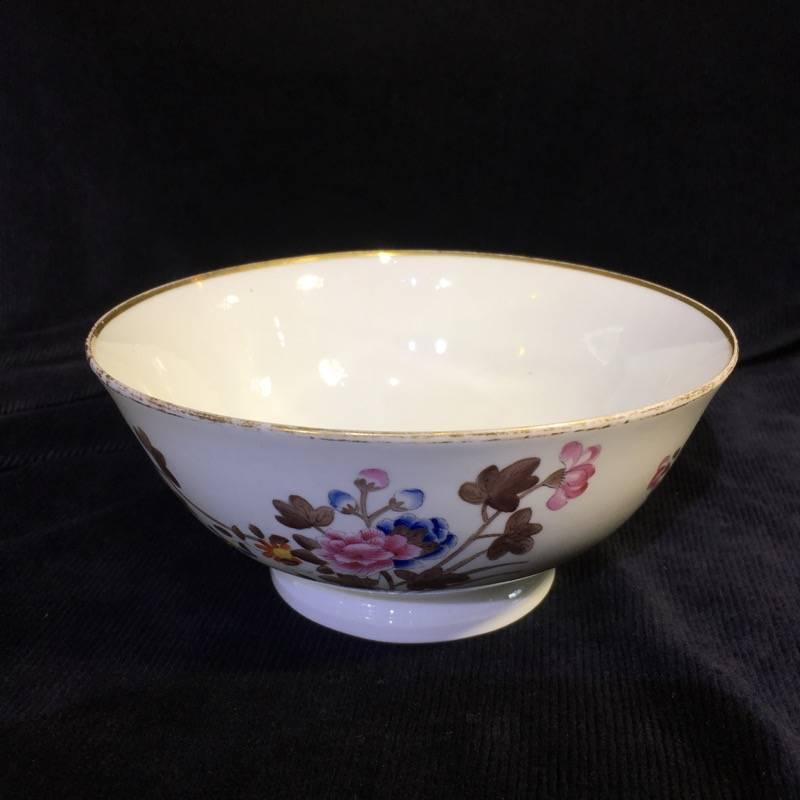 Handsome Swansea porcelain footed bowl, printed and painted with a version of the Kingfisher pattern,

circa 1820.
 