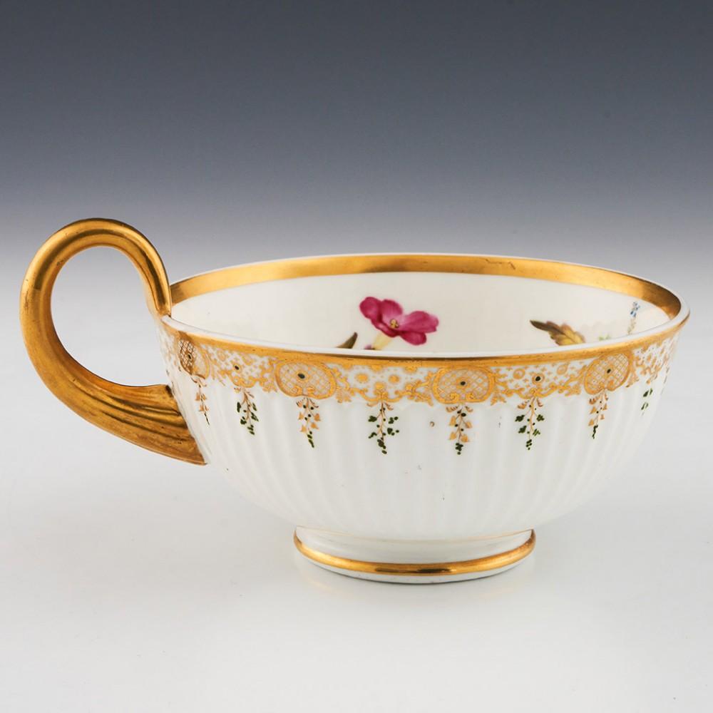 19th Century Swansea Porcelain Fluted Breakfast Cup and Saucer, c1816 For Sale