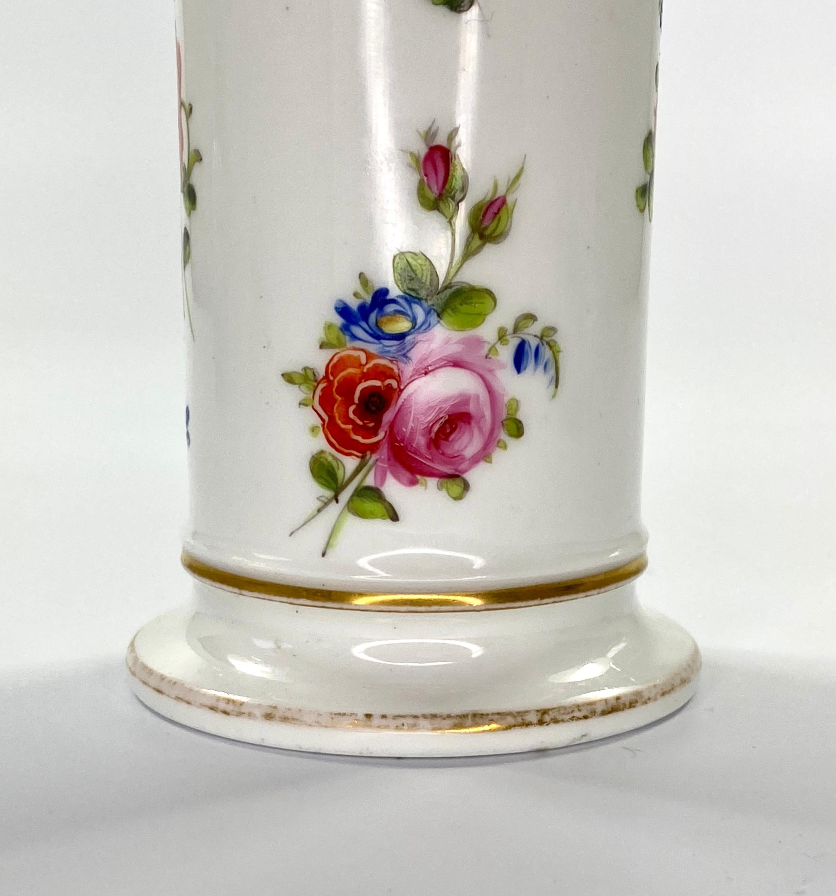 Welsh Swansea Porcelain Spill Vase, Flowers, circa 1815