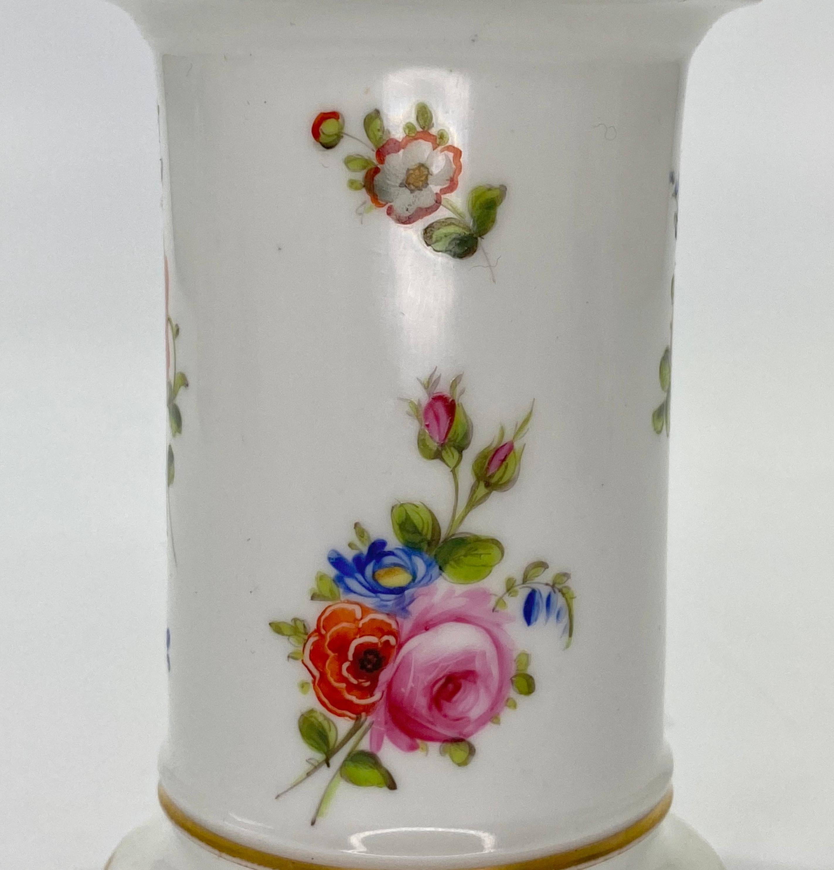 Fired Swansea Porcelain Spill Vase, Flowers, circa 1815