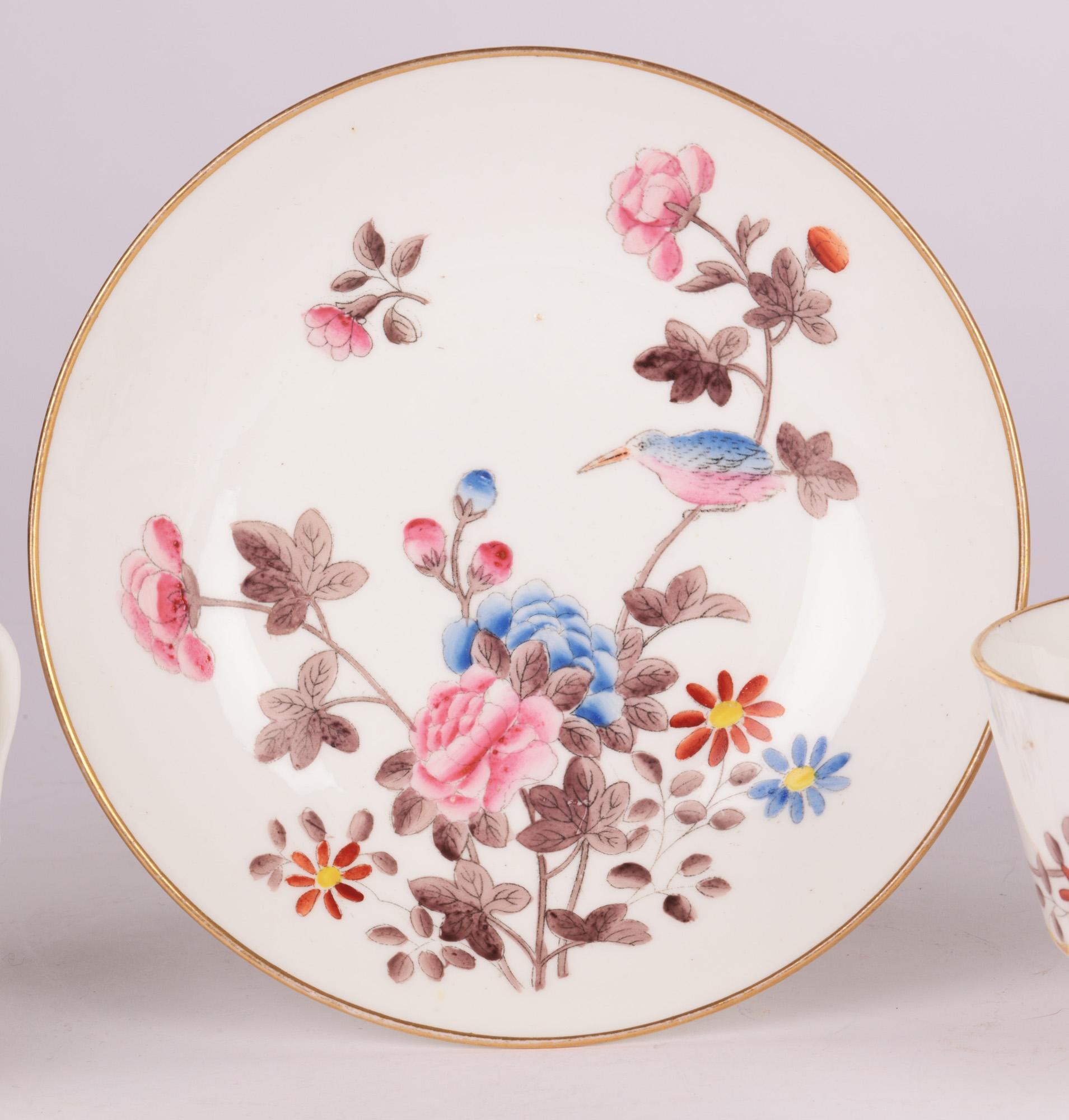 Swansea Welsh Porcelain Kingfisher Pattern Cabinet Trio For Sale 7