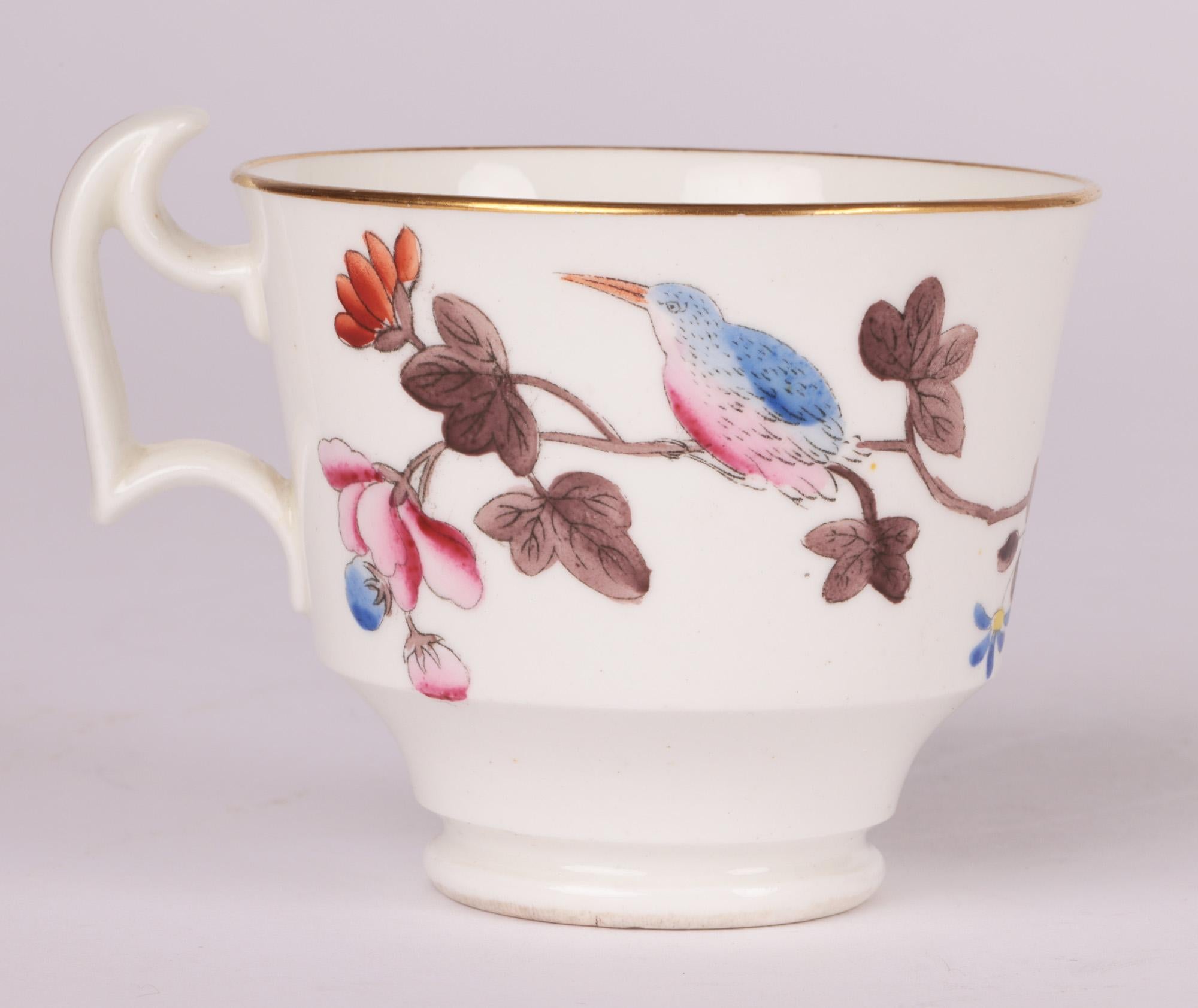 Swansea Welsh Porcelain Kingfisher Pattern Cabinet Trio For Sale 10