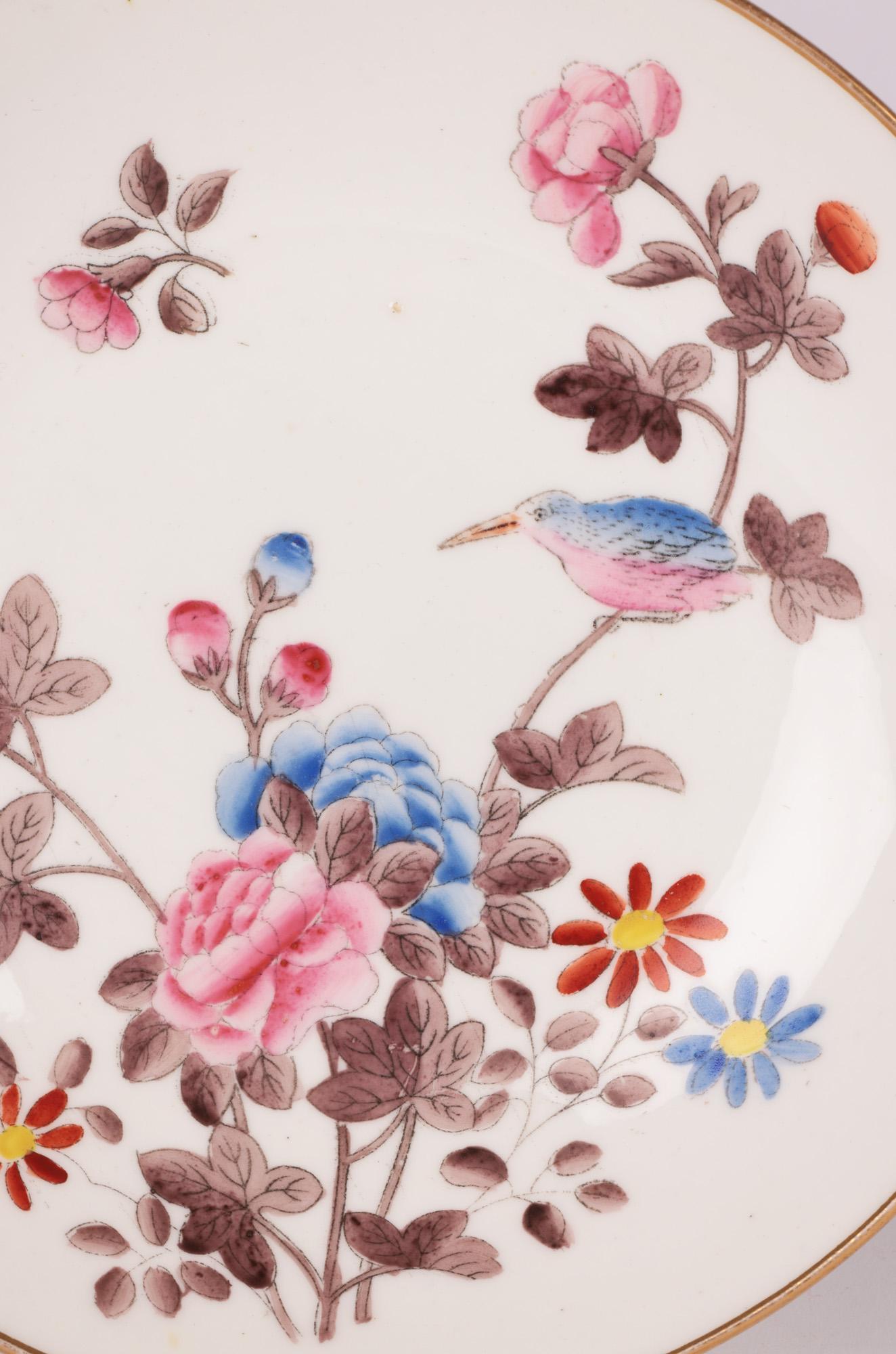 Swansea Welsh Porcelain Kingfisher Pattern Cabinet Trio In Good Condition For Sale In Bishop's Stortford, Hertfordshire