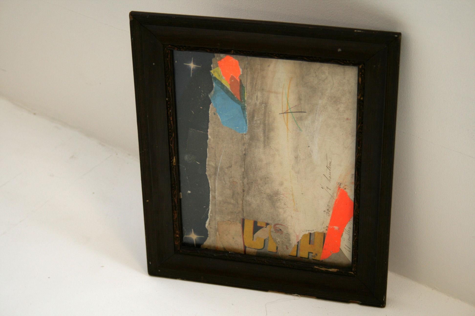 Swansong by Artist Huw Griffith
Collage: 19th century French ephemera, film posters from ‘30s, ‘40s & ‘50s, graphite crayons and household paint.
The collage has been placed into an antique frame which has been reworked by Huw and is part of the